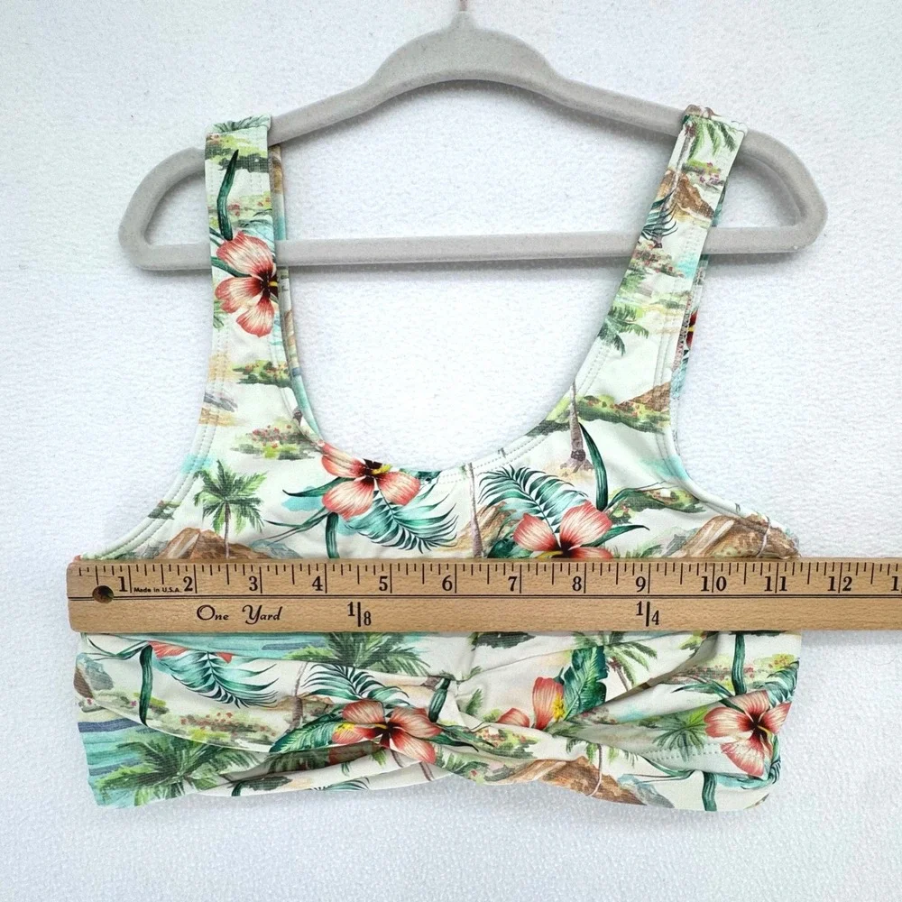 H&M Bikini Top Kids Size 10 Multicolor Tropical Floral Twist Front Swimwear